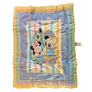 New Dundee Vintage Disney Baby Mickey Minnie Pluto Crib Blanket Comforter Pastel